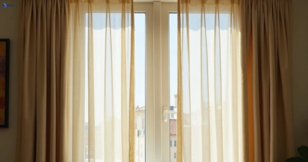 Dusty and dull curtains in menai-central-nsw before steam cleaning